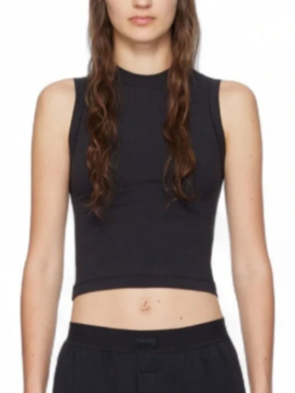SKIMS Stretch Cotton Jersey Mock Neck Tank in Soot